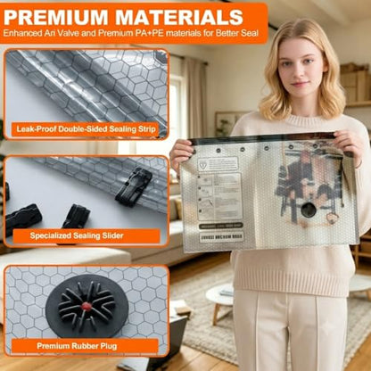 Travel Vacuum Storage Bags with Electric Pump, 9 Pack Vacuum Seal Bags for Clothing Travel, Portable Carry-on Luggage Compression Bag - size: 9 Combo Travel Sizes