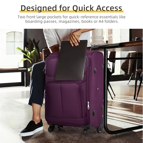 LARVENDER Softside Luggage Sets 5 Piece Expandable Suitcases Set with Spinner Wheels TSA Lock, Lightweight Soft Shell Rolling Travel Luggage Set for Men and Women, Purple - color: Purple, size: 5 Piece Set