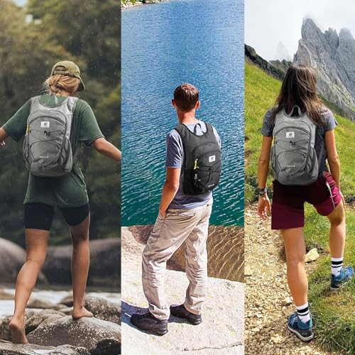 SKYSPER 15L/20L Foldable Hiking Backpack Lightweight Packable Travel Daypack with Chest Strap Small Folding Pack for Walking - color: Grey, size: 15l