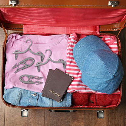 12 Pieces Folding Travel Hangers Foldable with Clips Portable Collapsible Coat Hanger Travel Drying Rack for Clothes, Gray - color: Gray