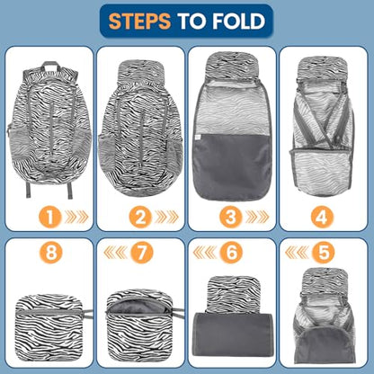 ZOMAKE Ultra Lightweight Packable Backpack 25L - Foldable Hiking Backpacks Water Resistant Small Folding Daypack for Travel(Zebra print) - color: Zebra Print