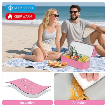 WOOMADA Beach Tote Bag With Cooler, Large Mesh Beach Bags for Women with Wet Pocket, Pool, Swim, Travel Essentials - color: Hot Pink White