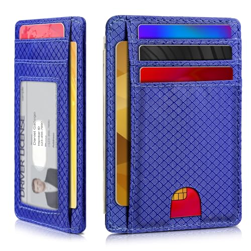 Artpaxy Slim Wallet for Men & Women, Minimalist Front Pocket Card Holder for Travel, RFID Blocking, Water Resistant Nylon Wallet for ID & Cash & Credit Card - color: Cobalt Blue