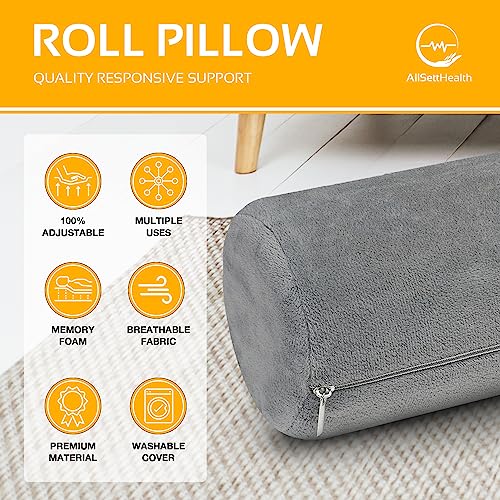 AllSett Health 2 Pack Neck Roll Cervical Pillow for Neck Pain Relief - Memory Foam Neck Pillow for Bed | Round Neck Pillows for Sleeping | Bolster Pillow for Bed, Legs and Back - style: 17x4 Inch, Firm, 2 Pack