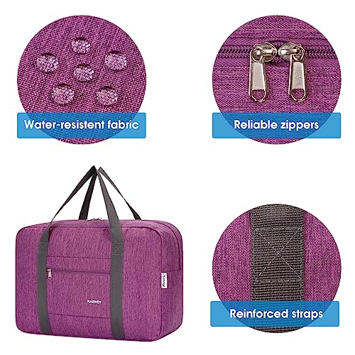For Spirit Airlines Personal Item Bag Foldable Travel Duffel Bag Tote Carry on Luggage Duffle Overnight for Women and Men - color: 1112-Thick Series Purple