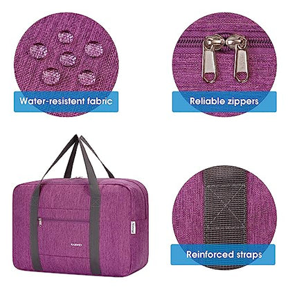 For Spirit Airlines Personal Item Bag Foldable Travel Duffel Bag Tote Carry on Luggage Duffle Overnight for Women and Men - color: 1112-Thick Series Purple