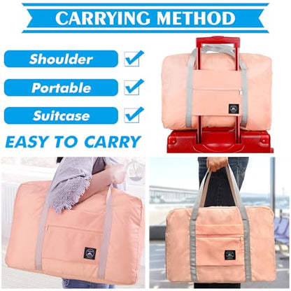 Travel Bag 36 Packes Carry on Luggage Foldable Duffel Bag Sports Gym Bag Weekender Overnight Bag Water Resistant Nylon Travel Duffel for Men Women - color: Pink 36