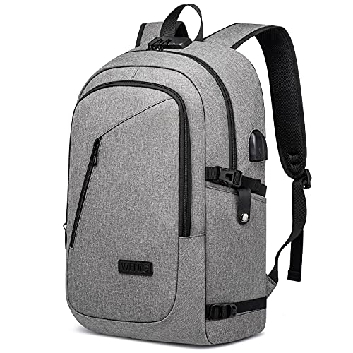 Large Travel Laptop Backpack Water Resistant Anti-Theft 17inch Laptop Bag with USB Charging Port and Lock,Big Business Backpack for Men and Women, Durable Big Capacity Heavy Duty Computer Bag,Grey - color: Grey-1, size: 17.3
