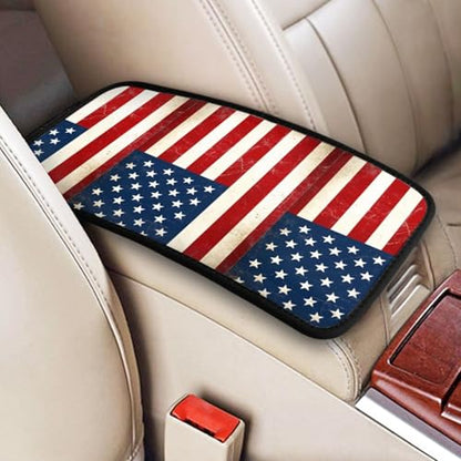Center Console Cushion Pad Red Blue White American Flag, Universal Car Armrest Cover, Breathable Seat Protector - color: Picture (604)