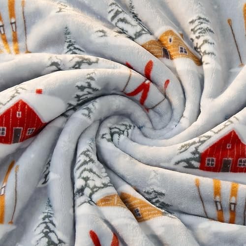Carstens, Inc. Travel Blanket, Premium Compact 2-in-1 Airplane Blanket/Pillow, Snowy Cabin - color: Snowy Cabin