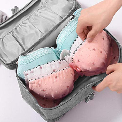 Travel Underwear Organizer Bag Portable Bra Socks Lingerie Cosmetic Storage Bag Travel Essentials Packing Cubes,Grey - color: Grey A#