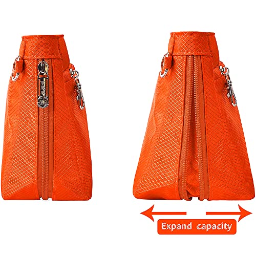 Vercord Expandable Nylon Handbag Purse Organizer Insert Liner Shaper Bag in Bag Orange Large - color: Orange, size: Large