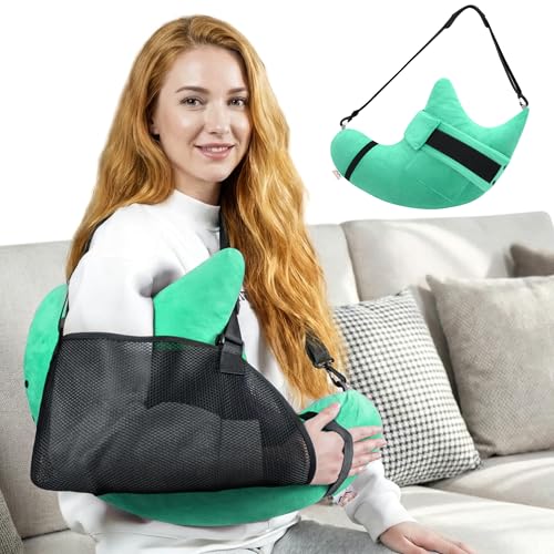 Shoulder Surgery Pillow for Rotator Cuff Pain Impingement Replacement Recovery Aids Side Sleepers Body Post Arm Injury Support Relief Supplies Broken Collarbone Must Haves with Forearm Sling - color: Green, size: with Forearm Sling
