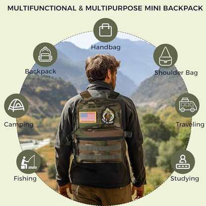 9L Mini Tactical Backpack for Men Women,Small Military Tactical Backpack for Sport,Gym,Hiking,Travel,Camping (Jungle Camo) - color: Jungle Camo