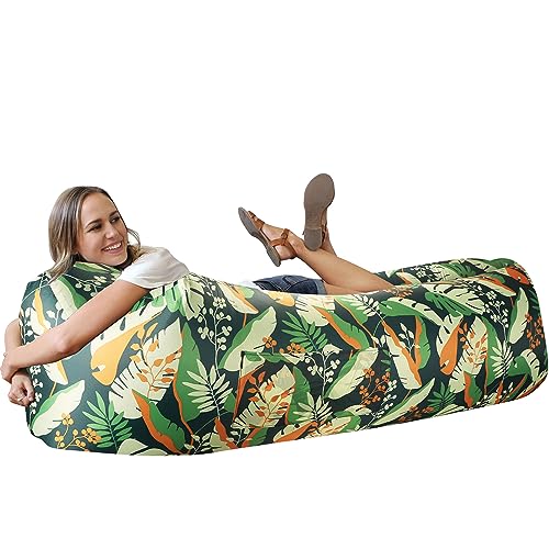 WEKAPO Inflatable Couch Air Lounger Chair - Camping & Beach Accessories, Portable Blow up Sofa for Hiking, Lawn, Indoor/Outdoor Movies & Music Festivals. Lightweight and Easy to Set Up Air Hammock - color: G Leaf