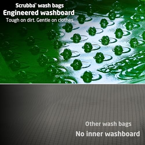 Scrubba Wash Bag - Patented Washboard-in-a-Bag™ Portable Travel Washing Machine for Camping, Backpacking, Cruises & Hotels - Pack Light, Wash Clothes Anywhere in Minutes (5 oz)