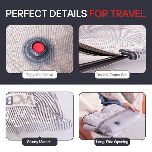 VMstr 12-Pack Vacuum Bags for Travel, Vacuum Seal Compression Bags for Clothing, Carry-On Luggage Space Saver Bags with Plug-in Electric Pump - style: 12-Pack Combo Size Travel Set