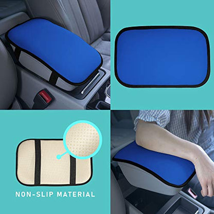 FH Group Faux Leather Center Console Armrest Cushion, Luxury Seat Box Cover Protector fits Most Cars, SUVs, and Trucks Blue - color: Blue, style: Console Cover (Plain)