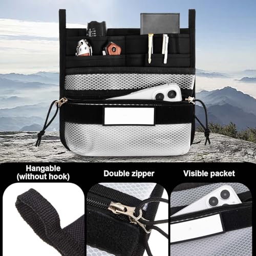 Aliceset Multi Pocket Organizer Tactical Mesh Zipper Pouch with EDC Organizer Panel MOLLE Insert Admin Pouch with ID Patch for Backpack, Bag Organization, Hook and Loop Attachment，8.7 x 8.7 Inches