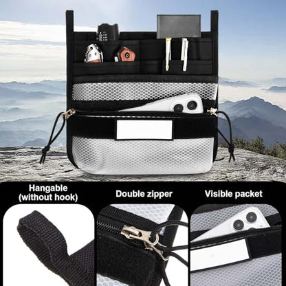 Aliceset Multi Pocket Organizer Tactical Mesh Zipper Pouch with EDC Organizer Panel MOLLE Insert Admin Pouch with ID Patch for Backpack, Bag Organization, Hook and Loop Attachment，8.7 x 8.7 Inches