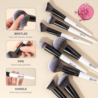 25PCS Makeup Brushes Set with Travel Case, Professional Makeup Brush Kit for Foundation, Concealer, Powder, Eyeshadow & Blush, Essential Cosmetic Tools, Portable Travel Gift Set (White) - color: 25 PCS-White