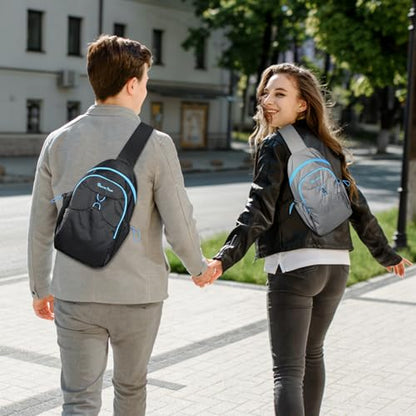 Seektop RFID Anti-Theft Crossbody Bag Sling Backpack for Women & Men, Casual Chest Daypack for Daily Travel - color: Gray