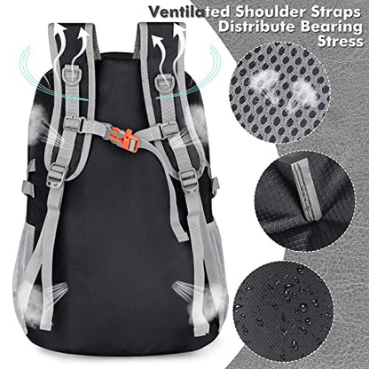 ZOMAKE Lightweight Packable Backpack 30L, Foldable Hiking Backpacks Water Resistant Compact Folding Daypack for Travel(Black) - color: Black