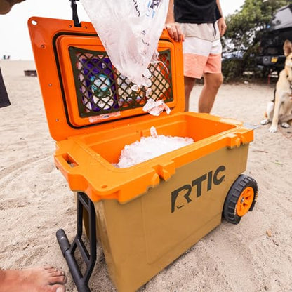 RTIC 52 Quart Ultra-Light Wheeled Hard Cooler Insulated Portable Ice Chest Box for Beach, Drink, Beverage, Camping, Picnic, Fishing, Boat, Barbecue, 30% Lighter Than Rotomolded Coolers - color: Marine/Canvas