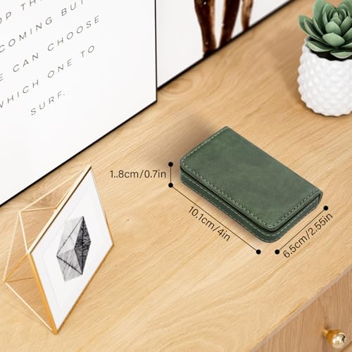 Business Credit Card Holders, Magnetic Sealing Anti Drop, PU Leather Debit Card Protector Organizer Case (Blackish Green) - color: Blackish Green
