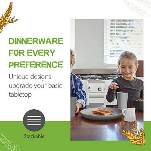 Teivio 32-Piece Kitchen Plastic Wheat Straw Dinnerware Set, Service for 8, Dinner Plates, Dessert Plate, Cereal Bowls, Cups, Unbreakable Colorful Plastic Outdoor Camping Dishes, Gray Ombre - color: Gray Ombre
