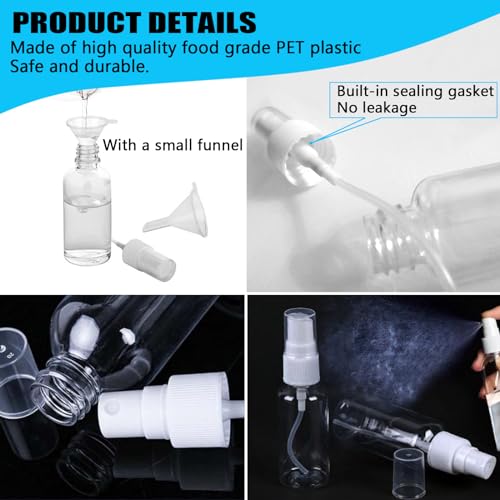 7Packs 50ml Spray Bottle,Travel Spray Bottles,Clear Empty Refillable Plastic Bottles,Mini Spray Bottle Small Spray Bottles Transparent Plastic Empty Refillable Holiday Travel Bottle