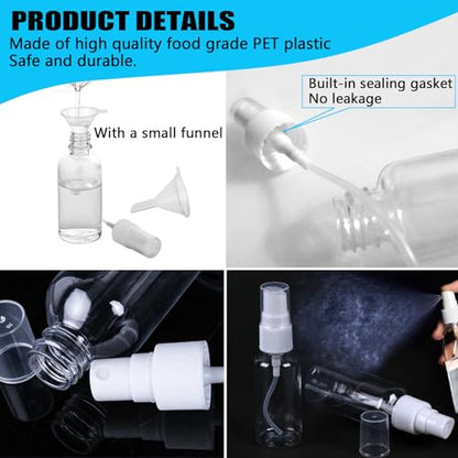 7Packs 50ml Spray Bottle,Travel Spray Bottles,Clear Empty Refillable Plastic Bottles,Mini Spray Bottle Small Spray Bottles Transparent Plastic Empty Refillable Holiday Travel Bottle