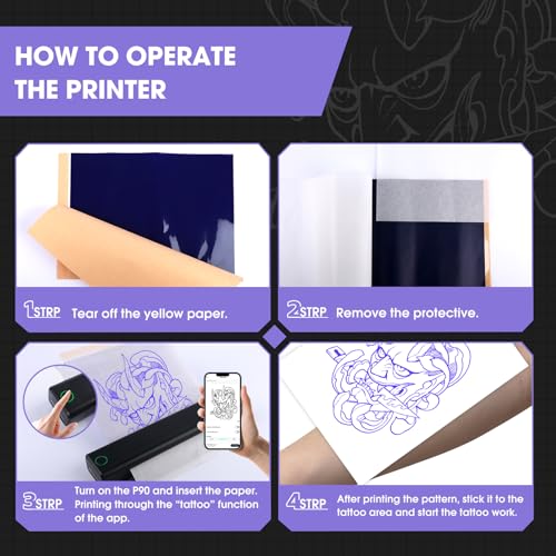 INKin Tattoo Kit for Beginners Complete Set with Tattoo Stencil Printer, Tattoo Gun with 7 Stroke 2.0-4.0mm and 1600mAh Power for Long Time Work of 8 Hours, Full Kit with Tattoo Needles and Tattoo Ink - size: Large Grip