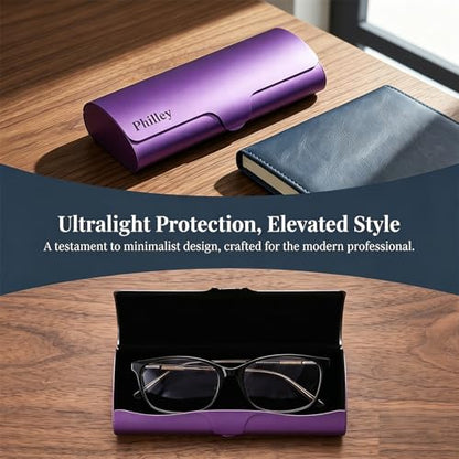 Philley Aluminum Ultra-Light Eyeglasses Case Hard Shell Nearsighted Glasses Case for Women & Men - color: Purple