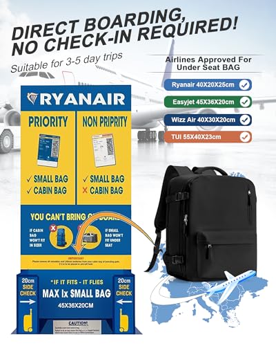 VGCUB Travel Backpack for Women Men for Spirit Airlines Personal Item Bag 18x14x8 Inches Laptop College Waterproof Carry on Flight Approved Work Backpack Mochila de Viaje,Large Black - color: Black, style: X-large