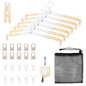 6 Pack Fodable Travel Hangers with Clips & Adjustable Clothesline, Portable Collapsible Hangers with Storage Bag for Suitcase, Hotel, RV, Cruise Essentials Set (Beige) - color: Beige