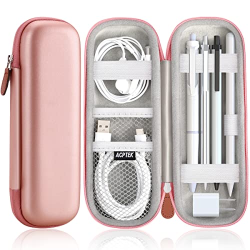 AGPTEK Case Holder for Apple Pencil, Slim PU Leather Carrying Case Pouch Cover Compatible with Apple Pen Accessories, USB Cable, Earphone,Samsung Stylus iPad Pro Pen/Pencil, Recording Pen, Pink - color: Pink