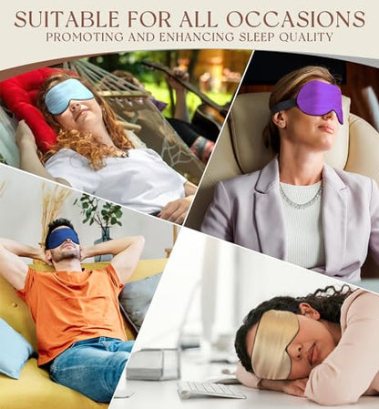 HiRui Silk Sleep Mask, 100% Natural Mulberry Silk of Double-Sided & Inner-Filling, Ultra-Smooth Soft, Adjustable Strap, Blocks Light for Night Sleeping, Travel, Office Naps (Champagne) - color: Champagne