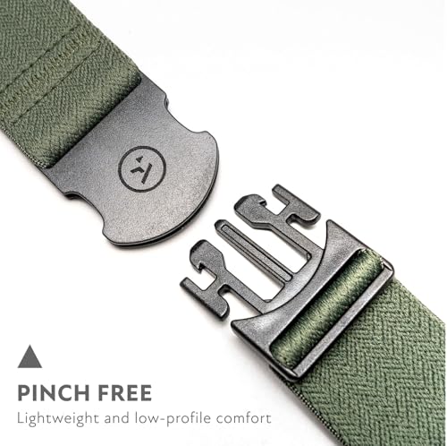 Arcade The Original Unisex Adventure Belt, Heavy Duty Elastic Webbing, Non-Metal Travel Friendly Buckle - color: Ranger - Ivy Green