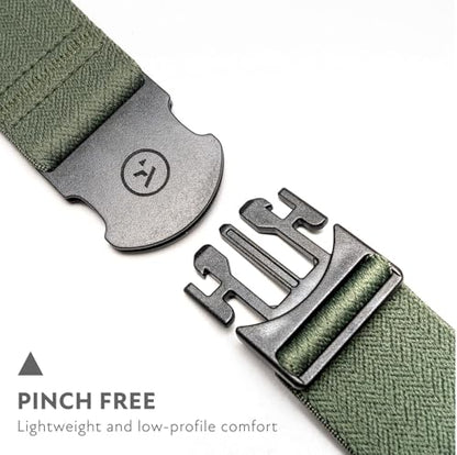 Arcade The Original Unisex Adventure Belt, Heavy Duty Elastic Webbing, Non-Metal Travel Friendly Buckle - color: Ranger - Ivy Green