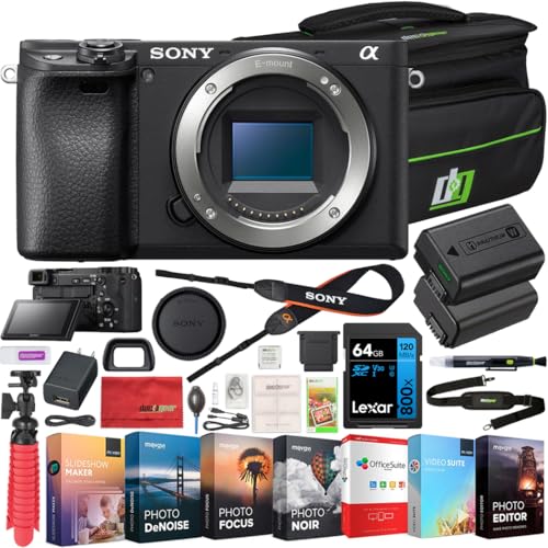 Sony ILCE-6400 a6400 Mirrorless APS-C Interchangeable-Lens Camera Bundle with Deco Gear Bag, 64GB Card, Photo Video Software and Replacement Battery - style: Camera Only + Essentials Kit