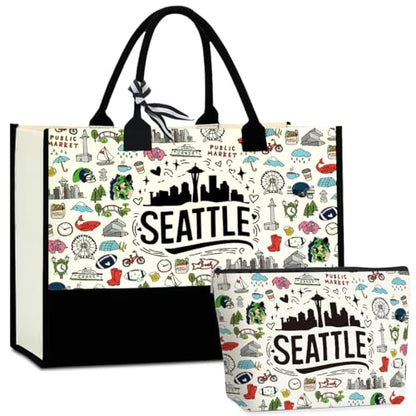 Seattle Italy Chicago New York Las Vegas Paris Gifts for Women Canvas Tote Bag Mother's Day Gifts for Women - color: Seattle