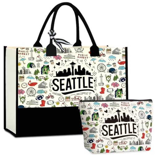 Seattle Italy Chicago New York Las Vegas Paris Gifts for Women Canvas Tote Bag Mother's Day Gifts for Women - color: Seattle