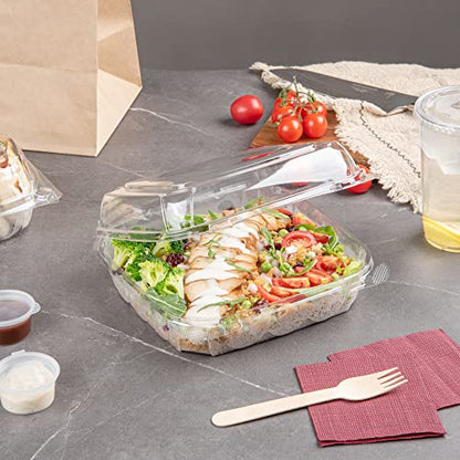 Restaurantware Thermo Tek 33.8 Ounce Clamshell Containers 100 Anti-Fog To Go Food Containers - Freezable Square Clear Plastic Food Packaging Containers Disposable - size: 39 oz