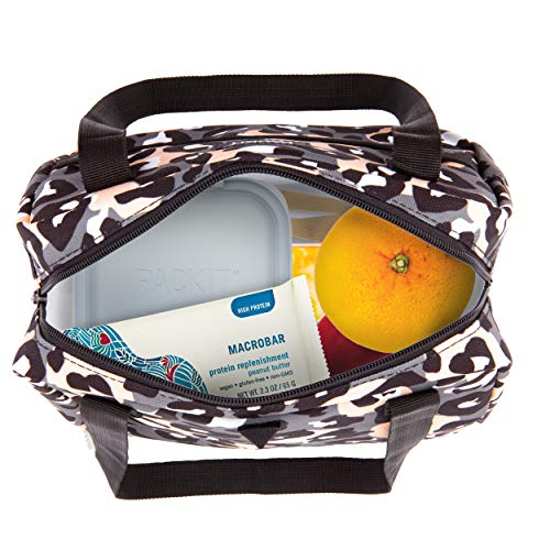 PackIt Freezable Hampton Lunch Bag, Wild Leopard Gray, Built with EcoFreeze Technology, Collapsible, Reusable, Zip Closure with Front Pocket and Shoulder Straps, Perfect for Tweens and Adults - color: Wild Leopard Gray