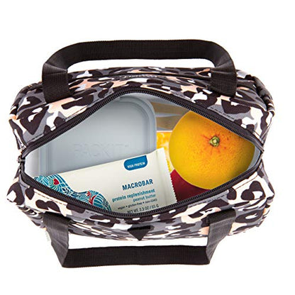 PackIt Freezable Hampton Lunch Bag, Wild Leopard Gray, Built with EcoFreeze Technology, Collapsible, Reusable, Zip Closure with Front Pocket and Shoulder Straps, Perfect for Tweens and Adults - color: Wild Leopard Gray