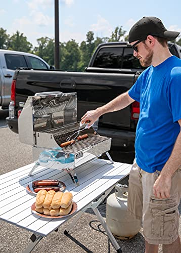 Camco Aluminum Roll-Up Table with Carrying Bag, Seats 4-6, Lightweight & Portable for Outdoor Camping, Tailgating, Beach, Parties and RV Use, Silver