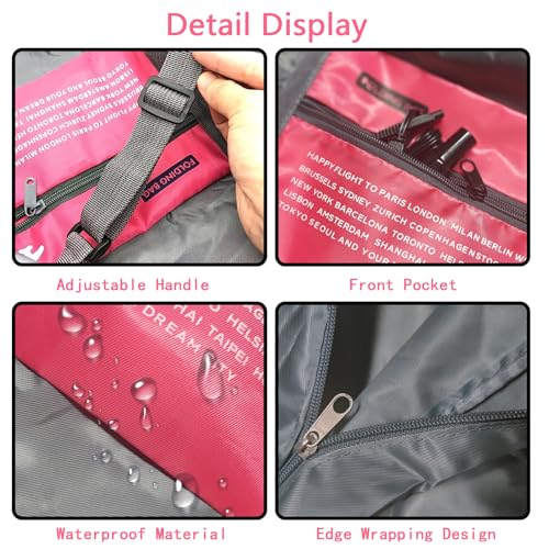Travel Bag Spirit Airlines Personal Item Bag 18x14x8 Foldable Travel Duffel Bag Tote Carry on Luggage Duffle Overnight for Women and Men(Pink) - color: Pink