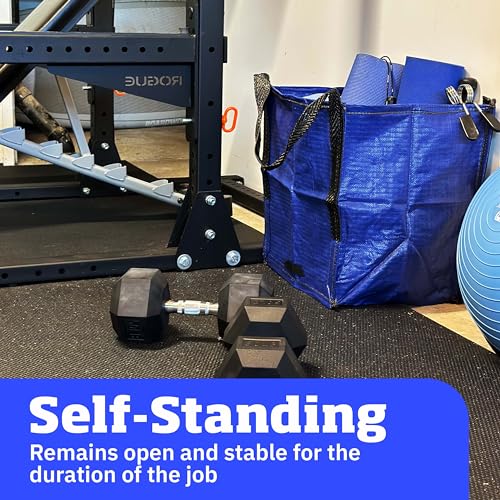 DURASACK Heavy Duty Storage Tote Bag 22-Gallon Rugged Woven Polypropylene Moving Bag, Reusable Self-Standing Design, Holds up to 500 Pounds, Pack of 4, Blue - color: Blue, size: Pack of 4