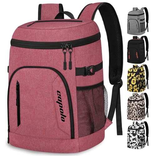 Capolo Cooler Backpack for Men Women Insulated Backpack Cooler Leak Proof Thermal Bag Beverage Soft Cooler Bag Lunch Backpack for Camping 30/45 Cans - color: Red, size: 30 Cans